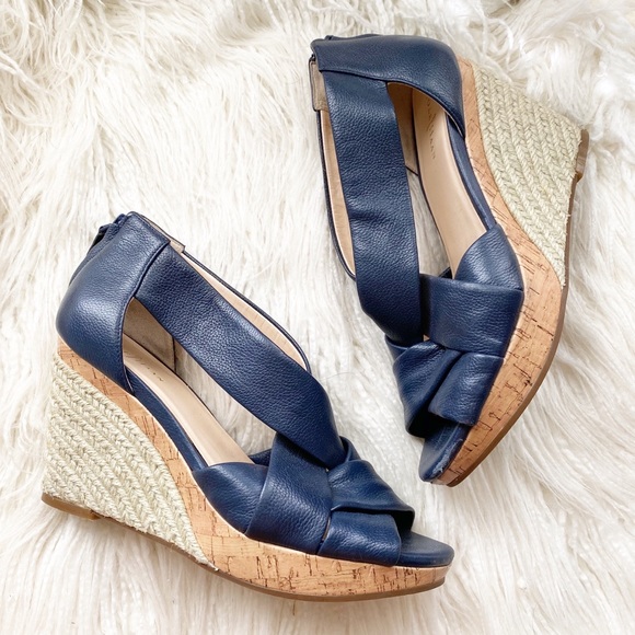 cole haan navy blue wedges
